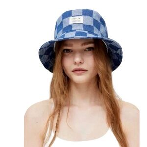 Urban Outfitters Checkboard Chambray Bucket Hat